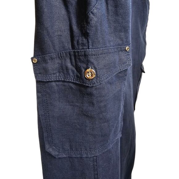 INC International Concepts 100% Linen Navy Curvy Fit Cargo Convertible Pants 14 - Picture 5 of 13